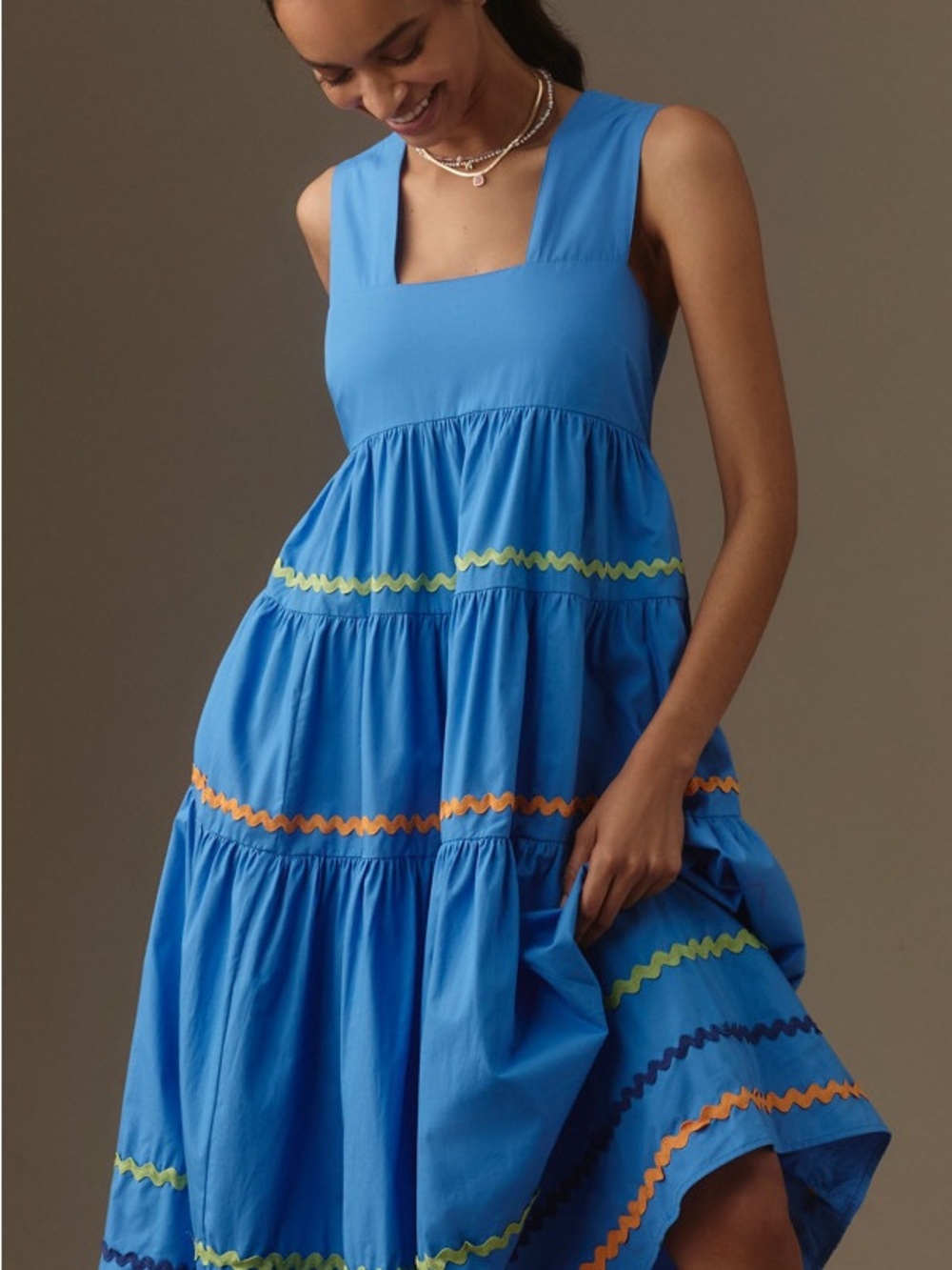 Anthropologie Sleeveless Tiered Babydoll Midi Dress